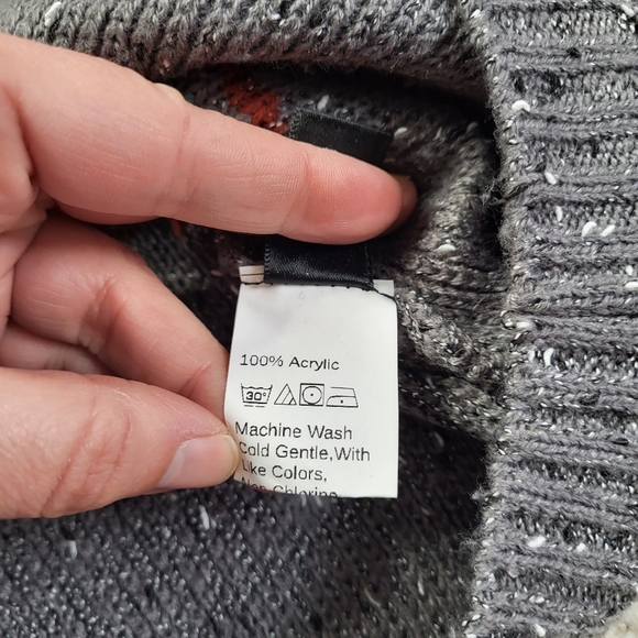 SHEIN grey and teal color block v-neck oversized sweater - Picture 6 of 6